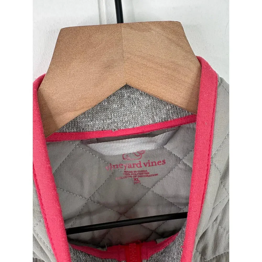Vineyard Vines Girls Quilted Fleece Jacket Size XL Gray Casual Gorpcore